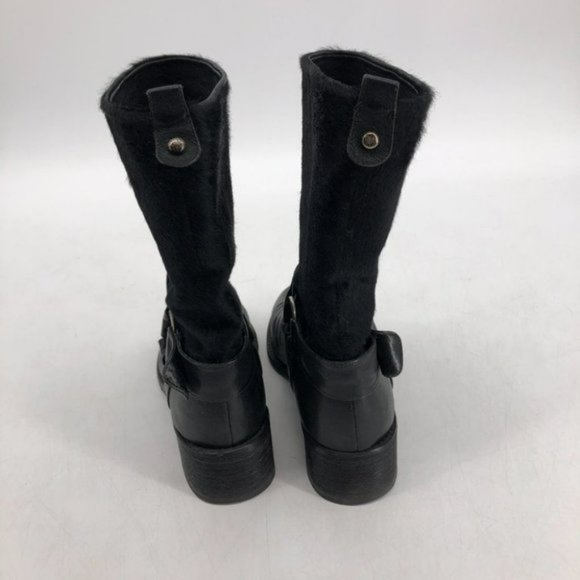 Stuart Weitzman black leather harness moto calf height boots size 7 - Picture 7 of 7